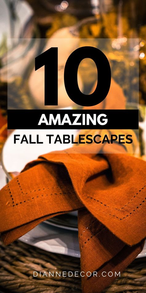 Tis' the season for gathering, big meals, and creating an amazing fall tablescape. Here are 10 awesome fall tables decor ideas for your home. #falltablescapes #falldecor #falltable #homedecor #decor #homedecorating #tablescapes Fall Table Decorations Centerpieces Dinner, Ideas For Thanksgiving Dinner Table, Tablescape For Thanksgiving, Round Tablescapes Fall, Thanksgiving Set Up Ideas, Thanksgiving Natural Table Decorations, Fall Place Settings Table Scapes, Table Setting For Fall, Thanksgiving Table Settings For 12