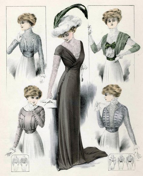 1900 Fashion Plate, 1912 Fashion, 1908 Fashion, 1909 Fashion, Edwardian Fashion Plates, Early 20th Century Fashion, 1900 Fashion, 1900s Fashion, Fashion Illustration Vintage