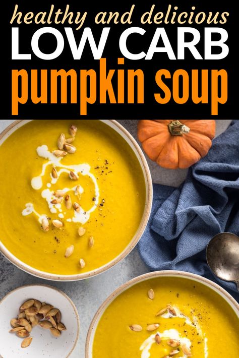 Low Calorie Pumpkin Recipes, Keto Pumpkin Soup, Pumpkin Puree Recipes Healthy, Pumpkin Puree Recipes, Low Carb Soup Recipes, Pumpkin Recipes Healthy, Pumpkin Soup Recipe, Keto Pumpkin, Keto Friendly Desserts