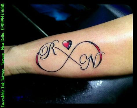 N Initial Tattoo, N Tattoo Letter Design, Love Tattoo On Hand, Letter Tattoos On Hand, Love Tattoo Designs, Letter R Tattoo, N Tattoo, Heart With Infinity Tattoo, V Tattoo