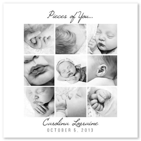 Newborn Collage, Baby Album Design, Baby Photo Collages, Photo Book Inspiration, Pregnancy Scrapbook, Baby Collage, Birthday Photo Album, Baby Scrapbook Album