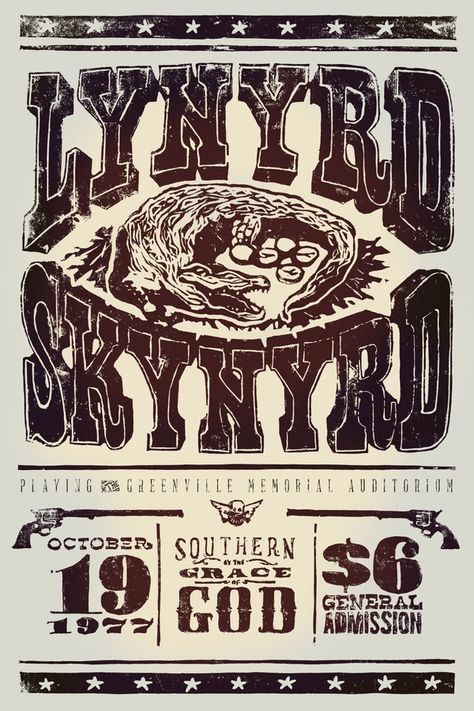 Lynyrd Skynyrd Poster, Lynyrd Skynyrd Band, 70s Art, By The Grace Of God, Type Poster, Music Concert Posters, Vintage Concert Posters, The Grace Of God, Gig Poster