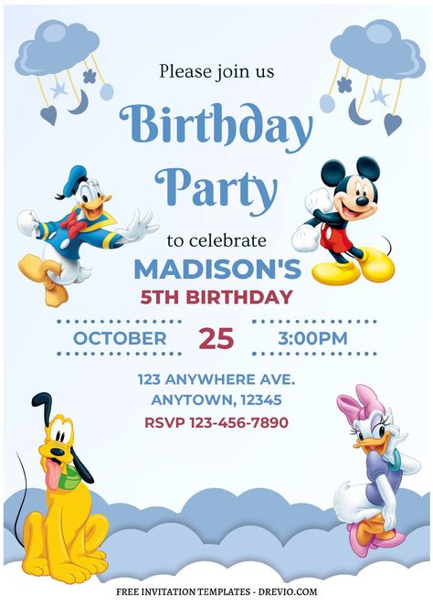 Baby Birthday Invitation Card, Kids Birthday Invitation Card, Mickey Mouse Birthday Invitation, First Birthday Invitation Cards, Mickey Invitations, Happy Birthday Invitation Card, Mickey Mouse Birthday Invitations, Mickey Mouse Invitation, Son Birthday