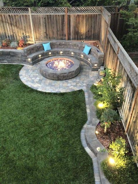 Diy Backyard Patio, Fire Pit Landscaping, Backyard Fireplace, Backyard Renovations, Backyard Remodel, Diy Backyard Landscaping, Backyard Inspiration, Backyard Fire, Outdoor Decor Backyard