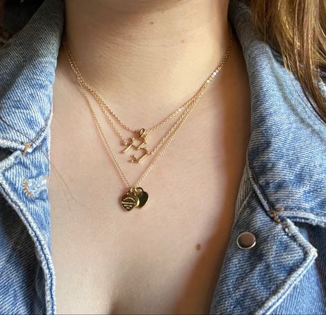 Gold Necklace Tiffany, Tiffany Layered Necklaces, Layering Tiffany Necklaces, Layered Tiffany Necklaces, Gold Tiffany Bracelet, Tiffany And Co Gold Necklace, Tiffany And Co Necklace Gold, Tiffany Necklace Layering, Tiffany Necklace Gold