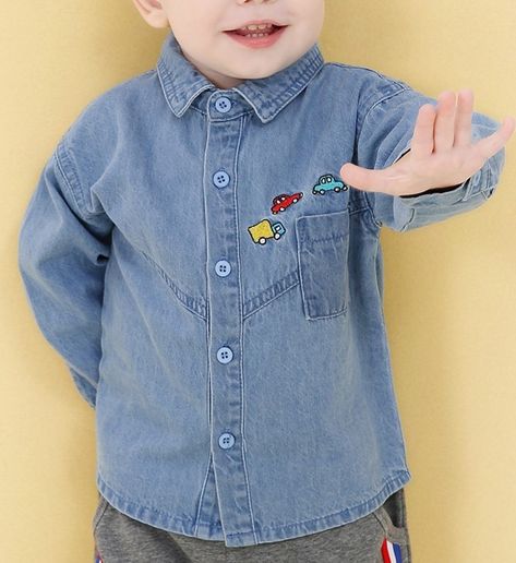 Boys Denim Shirt, Boys Clothes Patterns, Kids Shirts Boys, Fancy Shirt, T Shirt Painting, Denim Shirt Men, Mens Fashion Classic, Kids Fashion Dress, Boys Denim