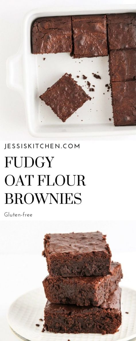 Oat Flour Brownies, Crunches Challenge, Glutenfri Baking, Oat Flour Recipes, Fudgy Brownie, Gf Desserts, Flour Recipes, Oats Recipes, Oat Flour