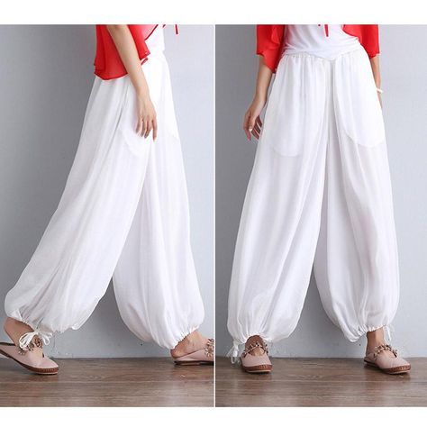 Womens Boho Chic Harem Pants White Harem Pants, White Pants, Boho Women, Pants Pattern, Western Wear, Harem Pants, Workout Clothes, Boho Chic, Maxi Skirt