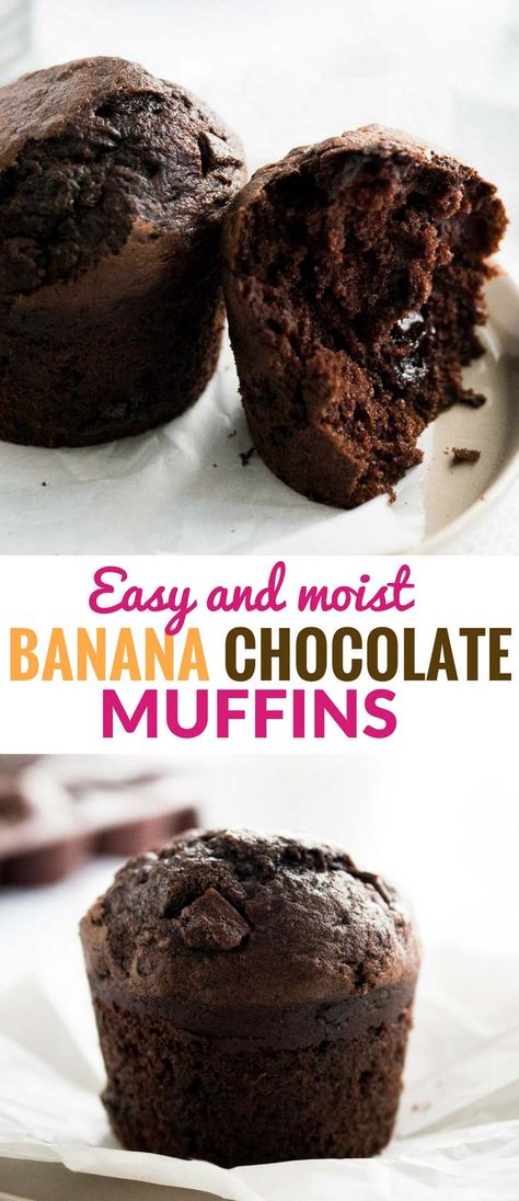 Banana Cocoa Muffins, Moist Chocolate Banana Muffins, Choco Muffin Recipe, Choco Banana Muffins, Healthy Chocolate Banana Muffins, Banana Muffins Chocolate, Bakery Style Banana Muffins, Banana Muffins No Sugar, Chocolate Banana Muffins Healthy