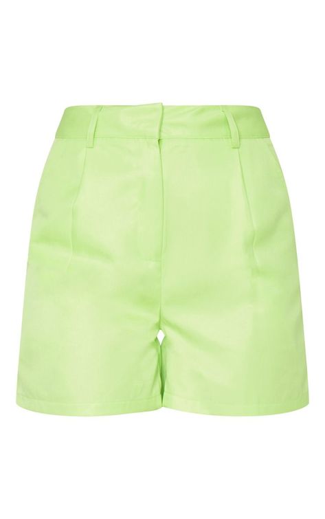 Neon Prom Dresses, Tie Up Heels, Lime Green Shorts, Tailored Shorts, Belted Shorts, Mom Shorts, High Rise Shorts, Green Shorts, Side Stripe