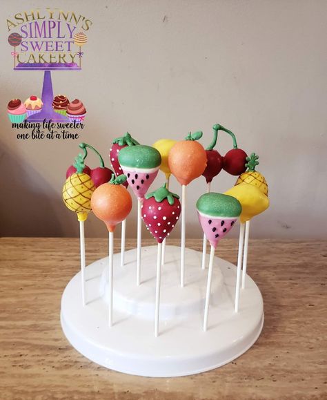 Fruit Themed Cake Pops, Fruit Cake Pops, Dancing Fruit Cake, Dancing Fruit Birthday Cake, Dancing Fruit Birthday Party, Dancing Fruit, Fruit Birthday Cake, Fruit Cupcakes, Fruit Birthday Party