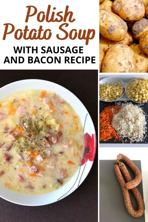 Looking for kartoflanka recipe? Check out this traditional recipe for Polish potato soup that is fatty and delicious! Potato Soup With Sausage, Polish Food Traditional, Polish Soup, Soup With Sausage, Sausage Potato Soup, Raw Pork, Todays Menu, Winter Dishes, European Cuisine