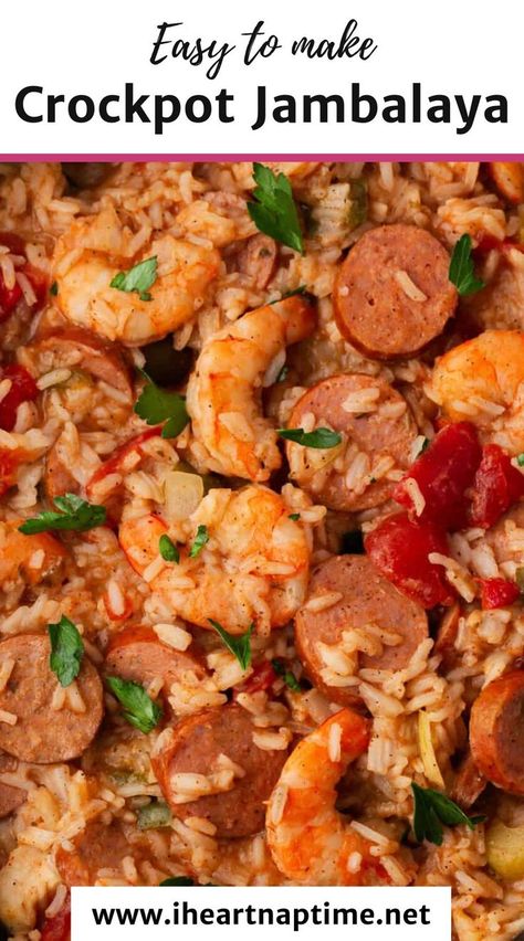 Crockpot Jambalaya Recipe, Jambalaya Crockpot, Jambalaya Recipe Crockpot, Crockpot Jambalaya, Jambalaya Recipe Easy, Slow Cooker Jambalaya, Sausage Crockpot, Shrimp And Sausage, Easy Crockpot Dinners