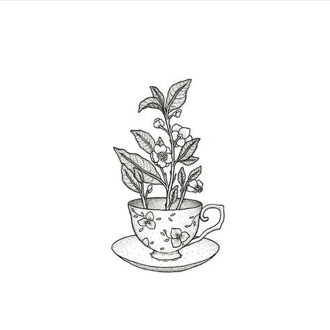 Flowers In Coffee Mug Tattoo, Yea Pot Tattoo, Best Friend Tattoos Teacup, Coffee Cup Flower Tattoo, Floral Coffee Cup Tattoo, Fineline Teacup Tattoo, Chamomile Tea Tattoo, Tea Cup And Saucer Tattoo, Tea Lover Tattoo