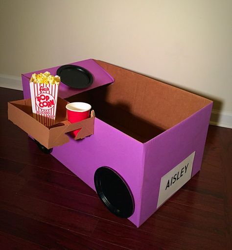 Drive in-movie Kit for 1 movie nightbirthday by BoxedCreations Box Vehicles Cardboard, Cardboard Box Drive In Movie Car, Cardboard Box Cars For Kids Drive In, Cardboard Box Cars, Diy Cardboard Road For Toy Cars, Kids Movie Party, Mater Cardboard Box Car, Movie Drive, Backyard Movie Night Party