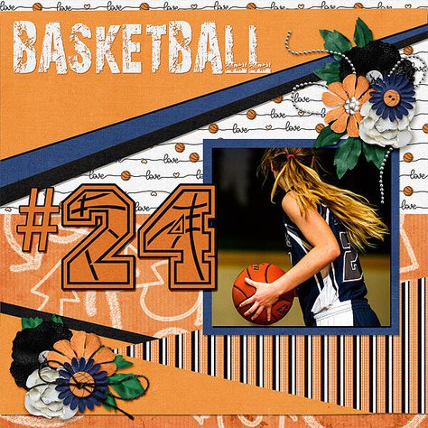 Favorite Sport - Scrapbook.com Basketball Scrapbook, Baseball Scrapbook, Basketball Kit, Scrapbooking Sports, Scrapbook Pictures, Yellow Paper, Pocket Cards, Favorite Season, Layout Template