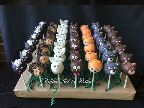 Woodland Critters Baby Shower Ideas, Woodland Cakepops, Camping Cake Pops, Woodland Theme Cake Pops, Forest Theme Cake Pops, Woodland Creature Cake Pops, Woodland Animal Cake Pops, Woodland Creature Cupcakes, Woodland Cake Pops