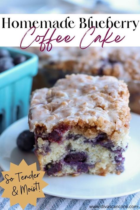 Ultimate blueberry coffee cake full of fresh blueberries, cinnamon streusel, and vanilla glaze! Bisquick Impossible Quiche Recipe, Impossible Quiche, Healthy Coffee Cake, Berry Cake Recipe, Fresh Blueberry Recipes, Blueberry Coffee Cake Recipe, Homemade Coffee Cake, Coffee Cake Recipes Easy, Blueberry Breakfast Cake