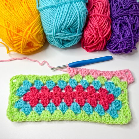 Granny Rectangle Pattern, Rectangle Crochet Pattern, Granny Rectangle, Ripple Stitch, Waffle Stitch, Rectangle Pattern, Easy Stitch, Puff Stitch, Moss Stitch