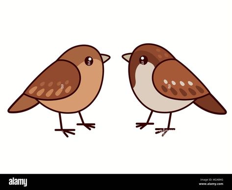 Download this stock vector: Male and female house sparrows. Cute cartoon bird couple, isolated vector clip art illustration. - W2AB4G from Alamy's library of millions of high resolution stock photos, illustrations and vectors. Cute Sparrow Drawing, Sparrow Illustration, Sparrow Pictures, Simple Bird Drawing, Sparrow Drawing, Bird Couple, Sparrow Art, Cartoon Bird, Easy Bird