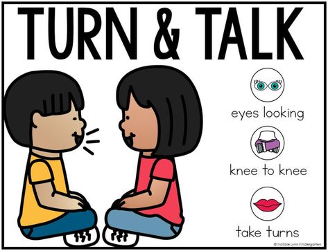 How to Manage Effective Turn and Talks - Natalie Lynn Kindergarten Turn And Talk Anchor Chart, Classroom Circle Time, Anchor Charts First Grade, Natalie Lynn, Student Centered Classroom, 21st Century Teaching, Student Worksheet, Kindergarten Anchor Charts, Turn And Talk