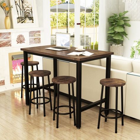 Trent Austin Design® Fegley 4 - Person Counter Height Dining Set & Reviews | Wayfair.ca Breakfast Table And Chairs, Rustic Pub Table, Kitchen Breakfast Table, Small Dining Table Set, Small Dining Sets, Bar Stools Counter Height, Modern Bar Table, Bar Table Set, Breakfast Nooks