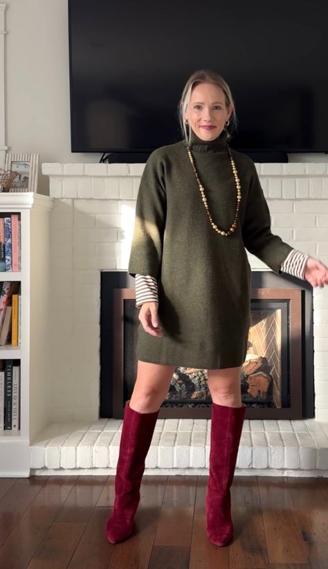 Looking for ways to wear a sweater dress this Fall and Holiday season? Here are four ways using pieces you probably already have in your closet! CLAIRE LATELY Ways To Wear A Sweater, Fitted Sweater Dress, Fall Sweater Dress, Fall Sweater, Closet Essentials, Bow Earrings, Fall Holidays, Take It Off, Fitted Sweater