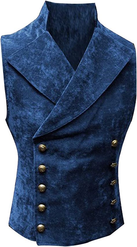 Suit Vest For Men, Victorian Waistcoat, Plus Size Western, Medieval Steampunk, Mens Blue Dress Shirt, Suede Suit, Steampunk Vest, Elegant Vest, Mens Tops Casual