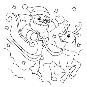 Santa Claus With Sleigh, Santa Sleigh And Reindeer, Santa Claus Drawing, Christmas Santa Sleigh, Sleigh And Reindeer, First Home Buyer, Vector Christmas, Santa Sleigh, About Christmas