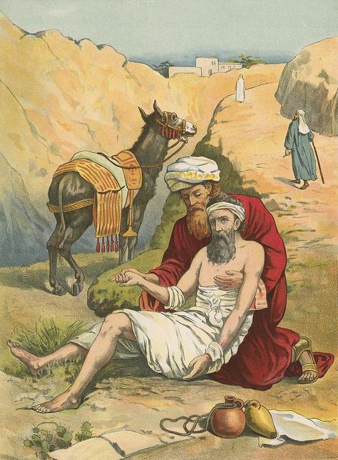 The Good Samaritan, Christian Greeting Cards, Parables Of Jesus, Bible Verses Kjv, Jesus Christ Painting, Pictures Of Christ, Good Samaritan, Bible Images, Bible Illustrations