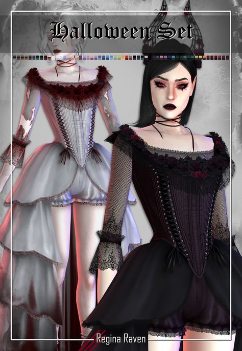 Halloween 2022 🎃 | Regina Raven on Patreon Sims 4 Cc Goth, Vampire Clothes, Sims Packs, Pelo Sims, Sims 4 Body Mods, Sims 4 Cc Folder, Sims 4 Gameplay, Sims 4 Dresses, Sims 4 Mm