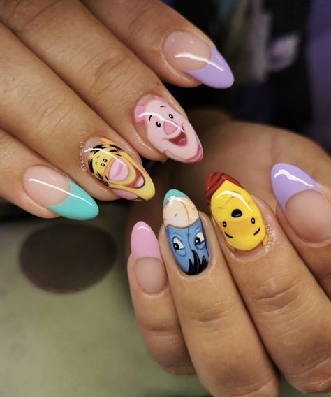 Eeyore Nail Designs, Dora Nails, Oval Nails Designs, Oval Nails, Nail Inspiration, Nails Designs, Nails Design, Nail Ideas, Nail Inspo