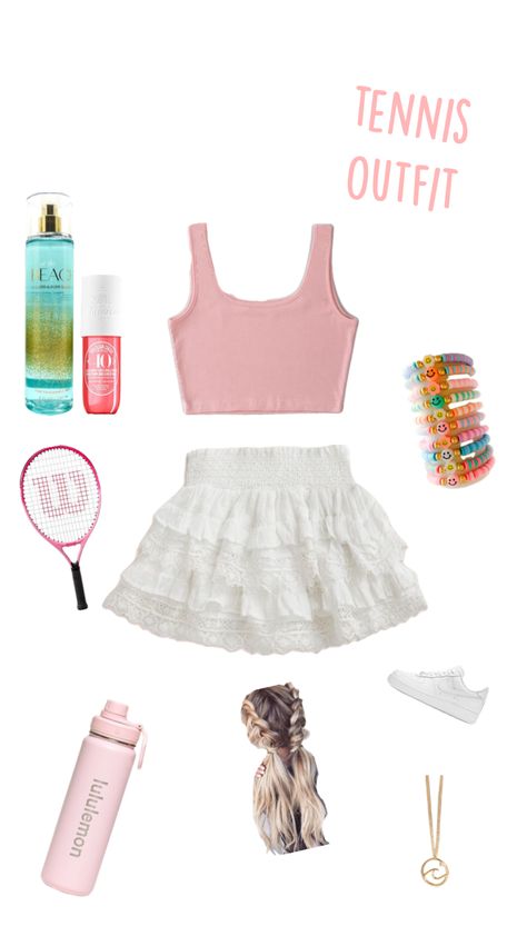 Preppy Tennis Outfits Aesthetic, Preppy Spring Tennis Skirt For School, Preppy Summer Tennis Skort, Preppy Tennis Outfit, Preppy Exercise Outfits, Cute Tennis Outfits, Cute Tennis Outfit, Preppy Gifts, Tennis Outfits