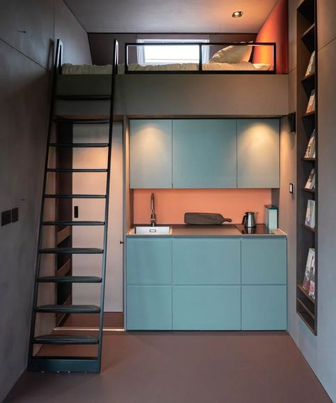 Tiny Loft, Mini Loft, Micro Apartment, Cosy Spaces, Small Apartment Design, Deco Studio, Loft House, Small Room Design, Tiny House Design