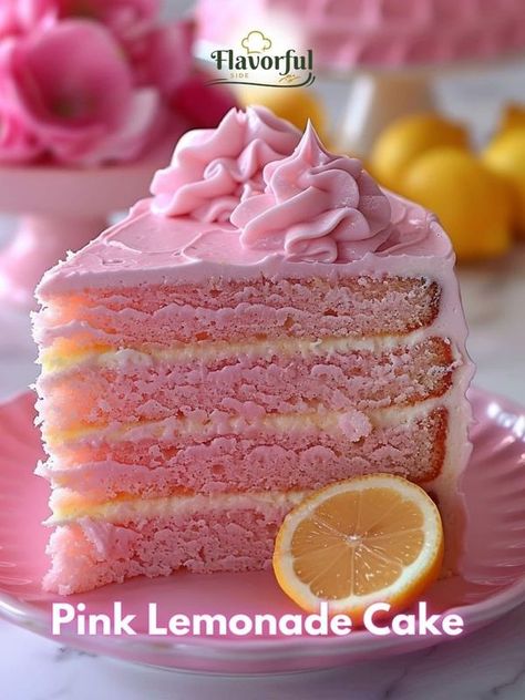 Pink Cake Flavors, Pink Lemonade Cake, Lemonade Cake, Tart Cake, Cake Layers, Cake Flavors, Pink Cake, Pink Lemonade, Layer Cake