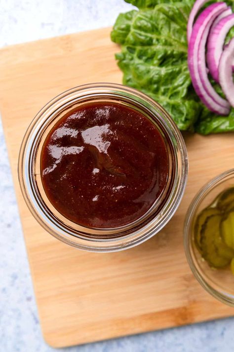 You'll love how easy it is to make your own homemade BBQ sauce with ketchup. This version has a tangy flavor with a touch of sweetness from the brown sugar. This barbecue sauce whips up in just 10 minutes and will be used over and over all summer long. Use it to make my Air Fryer BBQ Chicken thighs. Bbq Sauce With Ketchup, Air Fryer Bbq Chicken Thighs, Homemade Barbeque Sauce, Air Fryer Bbq Chicken, Bbq Sauce Homemade Easy, Homemade Bbq Sauce Recipe, Bbq Chicken Thighs, Grilled Foods, Homemade Bbq Sauce