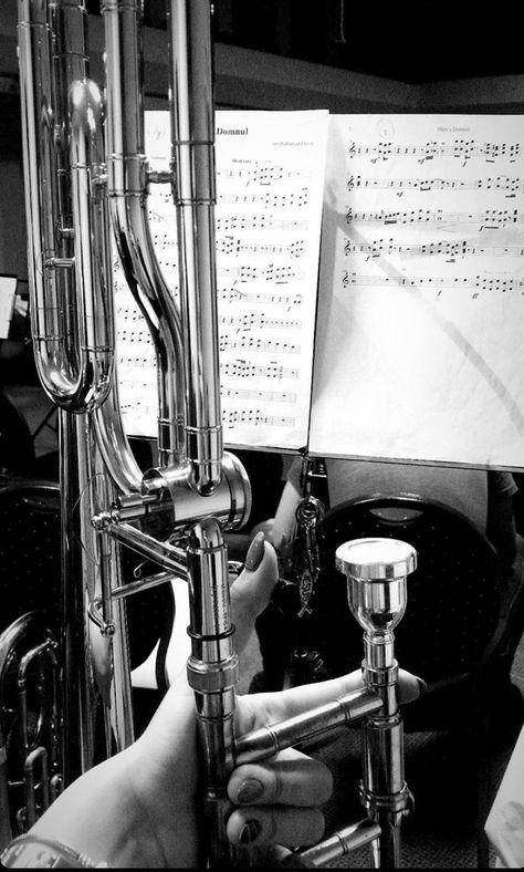 #trombone #blackandwhite #music Trombone Aesthetic Wallpaper, Trombone Photoshoot, Trombone Aesthetic, Clarinet Aesthetic, Trombone Art, Music Funny, Band Nerd, College Aesthetic, Band Kid