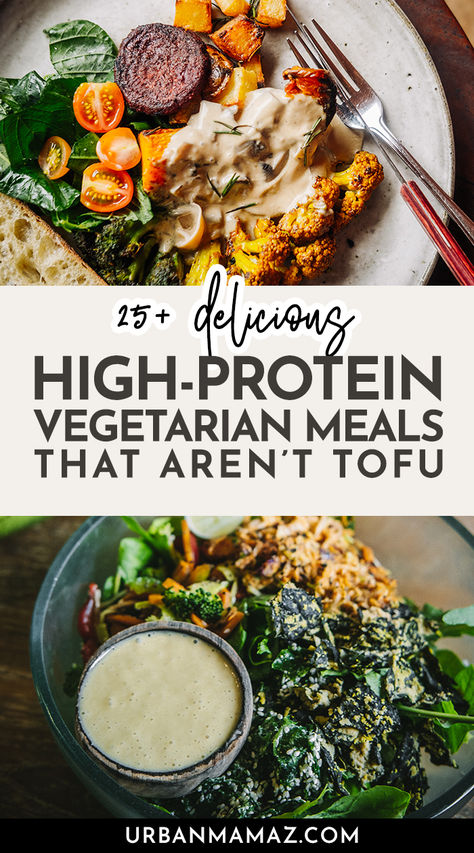 High-Protein Vegetarian Meals That Aren’t Tofu Vegetarian Dinner Recipes High Protein, High Protein Diet Vegetarian, Vegan Recipes With Protein, Vegetarian Protein Recipes Dinner, Few Ingredient Meals Vegetarian, Meatless Dinners High Protein, Protein Meals For Vegetarians, Vegetarian Bulk Meals, Low Carb High Protein Vegan Meals