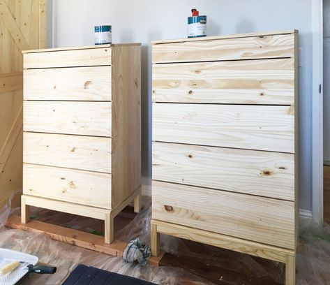 Ikea Pine Dresser, Inexpensive Dresser, Unfinished Wood Dresser, Interesting Bedside Tables, Ikea Rast Dresser, Ikea Dresser Makeover, Ikea Nightstand, Ikea Tarva, Ikea Tarva Dresser