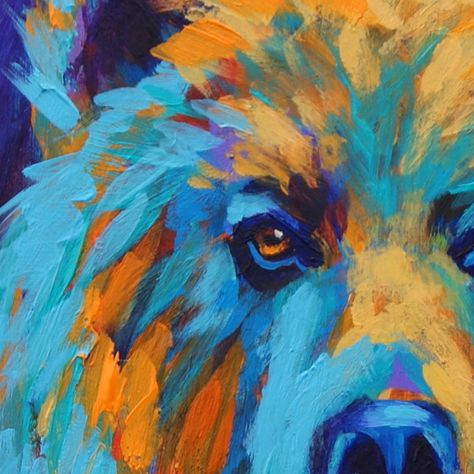 Paintings by Theresa Paden: Grizzly Bear Painting in Bright Colors by Theresa Paden California Artwork, Colorful Animal Paintings, Bear Painting, Bear Paintings, Tableau Art, Colorful Animals, Bear Art, Wildlife Art, Art Plastique