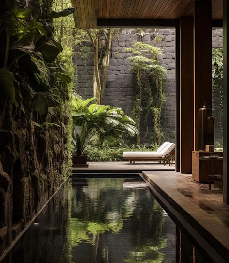 CCL Residence🌴What do you think about this beautiful home?✨ 📐Design by @pittaarquitetura 📸 JP Image Photography ⠀⠀⠀⠀⠀⠀⠀⠀⠀ Here at… | Instagram Indoor Water Features, Exotic Homes, Jungle House, Spa Interior, Tropical Architecture, Dark House, Architecture Model House, Beautiful Home Designs, Bedroom Decor Design