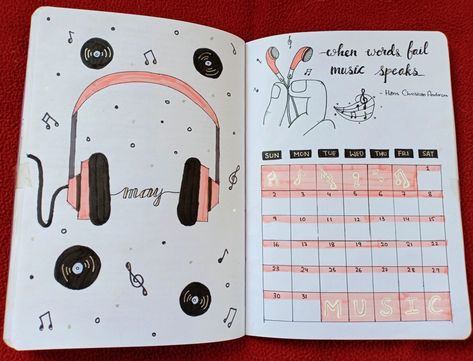 Music Theme Journal, Music Bujo Theme, Music Journal Aesthetic, Music Bullet Journal, Music Journal Ideas, August Bullet Journal Cover, Aesthetic Bullet Journal, Ideas Apuntes, Serious Sam