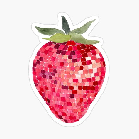 Strawberry Sticker, Stickers Cool, Preppy Stickers, Cute Laptop Stickers, Computer Sticker, Scrapbook Stickers Printable, Pink Strawberry, Stickers For Sale, Cool Stickers