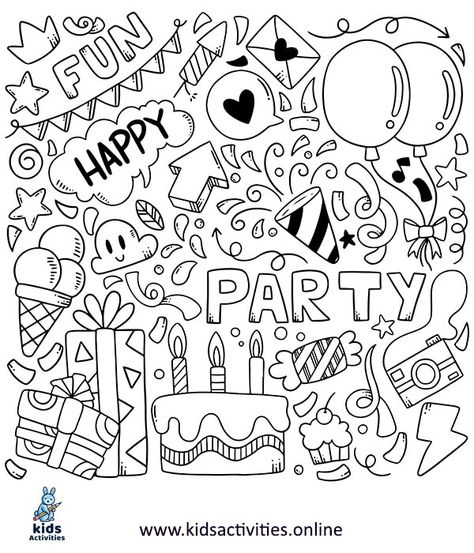 Drawing Simple Doodle Art - Kids Activities Doodle Happy Birthday, Happy Birthday Doodles, Banner Doodle, Happy Birthday Drawings, Travel Doodles, Birthday Doodle, Arte Doodle, Sketch Notes, Easy Doodle Art