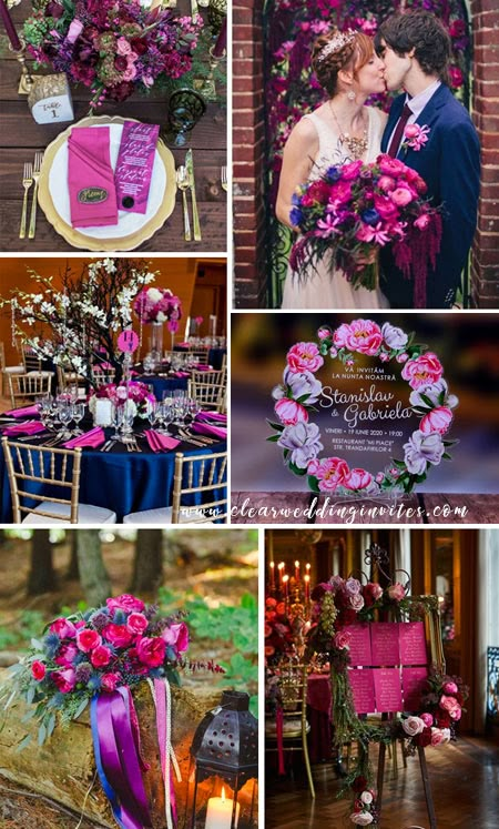 Magenta Wedding Colors, Magenta Wedding Theme, Purple And Blue Wedding, Fuschia Wedding, Blue Purple Wedding, Magenta Wedding, Fall Wedding Color Schemes, Popular Wedding Colors, Fuchsia Wedding