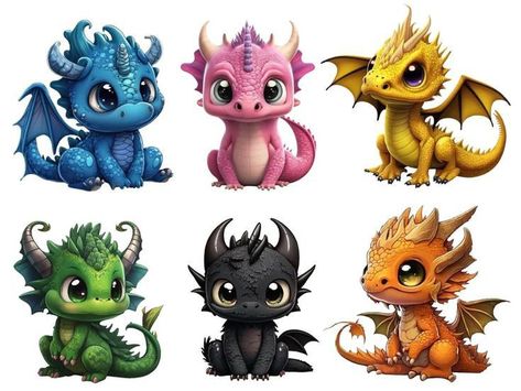 Baby Dragons Drawing, Cute Dragon Tattoo, Baby Dragon Art, Chibi Dragon, Dragon Png, Dragon Clipart, Elemental Dragons, Dragon Tattoo For Women, Art Dragon