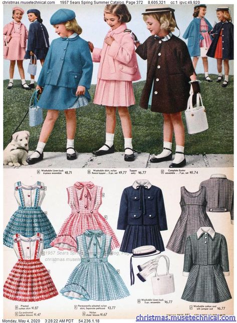 1950s Girls Fashion, 1950s Girls, Vintage Kids Fashion, Vintage Girls Clothes, Vintage Kids Clothes, 1950 Fashion, Old Fashion Dresses, Retro Kids, Moda Vintage