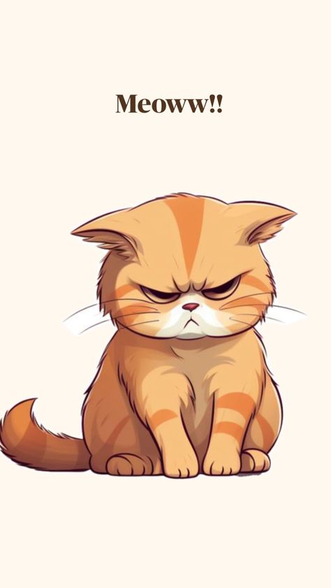 Cartoon Art Ideas, Angry Cat Drawing, Angry Cat Art, Funny Cat Illustration, Angry Wallpapers, Funny Animated Cartoon, Angry Cat, Cartoon Sketches, Cute Photography