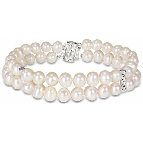 M by Miadora Sterling Silver Cultured Freshwater Pearl Two-strand... ($47) ❤ liked on Polyvore featuring jewelry, bracelets, white, knot jewelry, freshwater pearl jewelry, sterling silver jewelry, knot bangle and fresh water pearl jewelry Necklace Into Bracelet, Dress Sites, White Pearl Bracelet, Peoples Jewellers, Beautiful Bracelets, My Wedding Dress, Fun Jewelry, Jewelry Beaded, White Jewelry