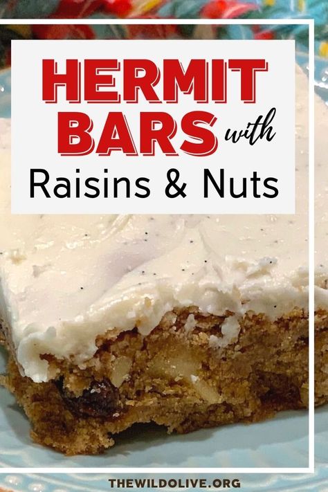 Hermit Cookies Old Fashioned, Hermit Bars, Old Fashioned Cookies, Hermit Cookies, Desert Bars, Cookies Fall, Raisin Recipes, Fruit Bars, Grandma's Recipes